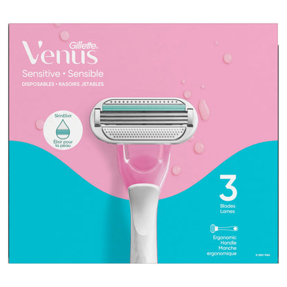 Gillette Venus Sensitive Disposable Razors for Women with Sensitive Skin, Delivers Close Shave with Comfort, 15 Count (Pack of 1) - Available at All In One Marketplace Canada