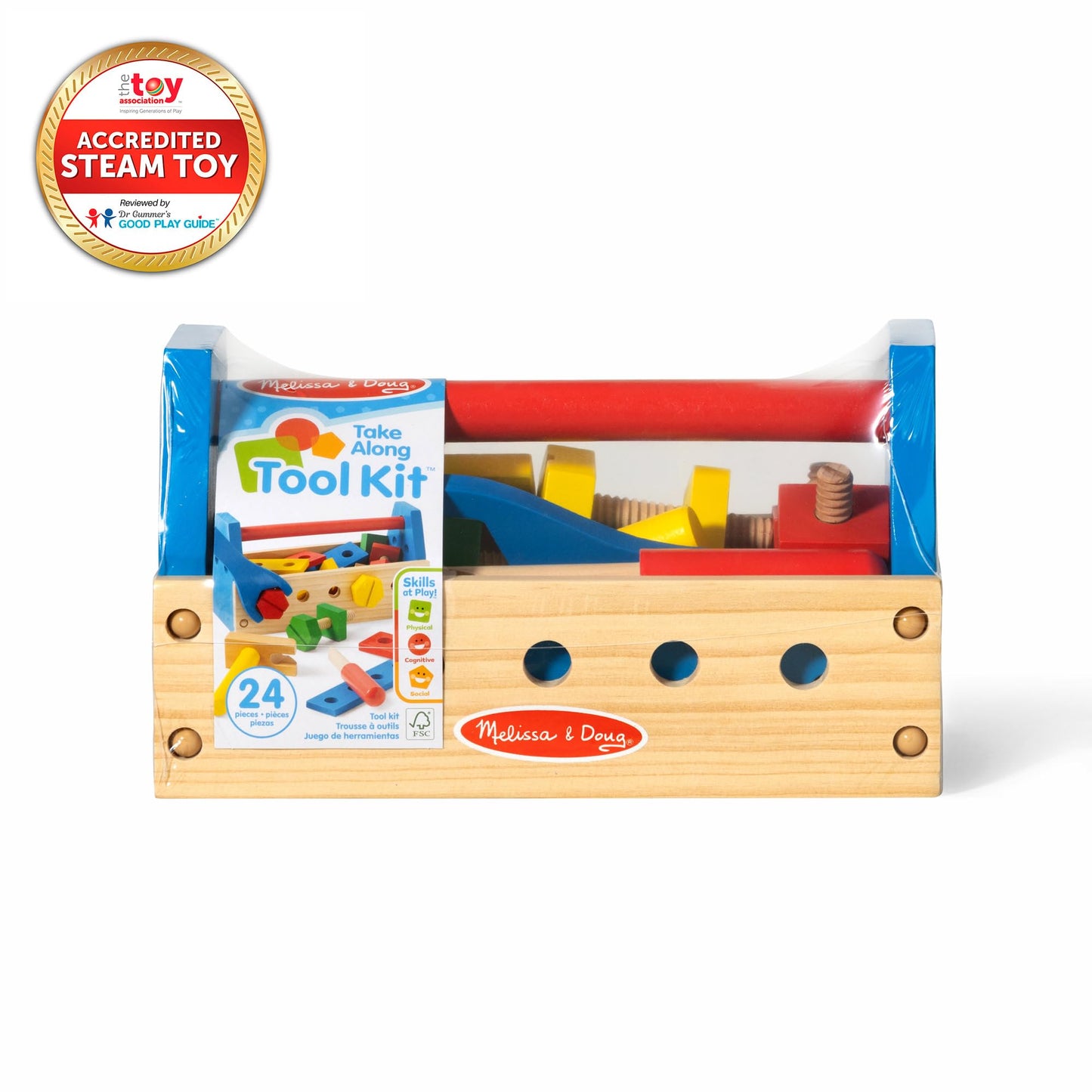 Melissa & Doug Take-Along Tool Kit Wooden Construction Toy (24 pcs) Toy Tools, Wooden Tool Set for Toddlers and Kids Ages 3+ Melissa & Doug
