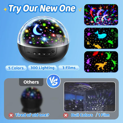 PIKOY Night Light for Kids,93 Lighting+3 Films Star Projector Night Light, Dimmable Remote Star Lights, 360° Sensory Projector Nightlight Glow in the Dark Stars, Toddler 3 Year Old Boy Toys for 3-5