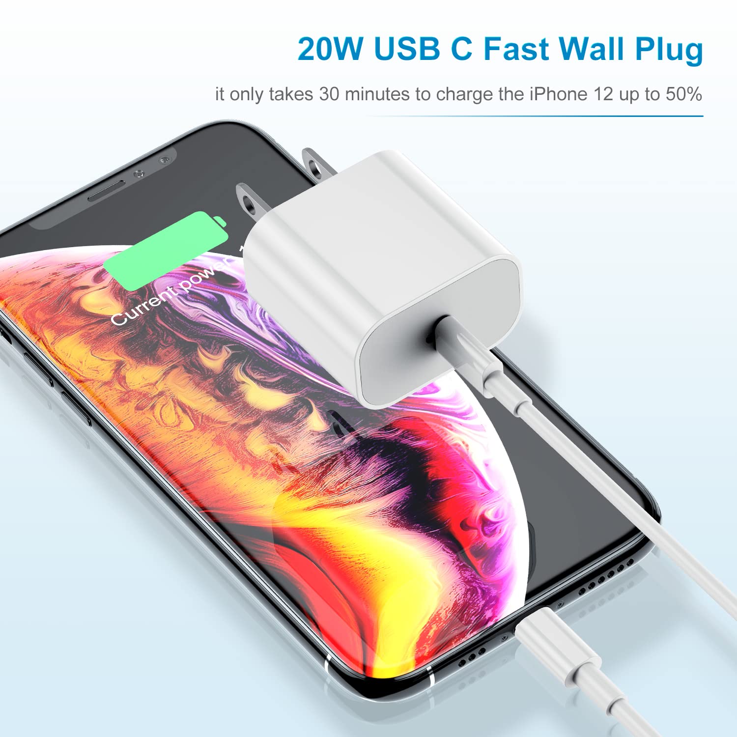 2Pack Apple Certified iPhone Charger Fast Charging, PD USB C Wall Charger Block with Type C to Lightning Cable 6ft Compatible with iPhone 14/14 Plus/13 Pro Max/12/12 Pro/11/iPad - Available at All In One Marketplace Canada