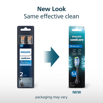 Philips Sonicare C3 Two-in-One - Genuine Replacement Electric Toothbrush Heads, Black, 2 Pack, HX9042/95 - Available at All In One Marketplace Canada
