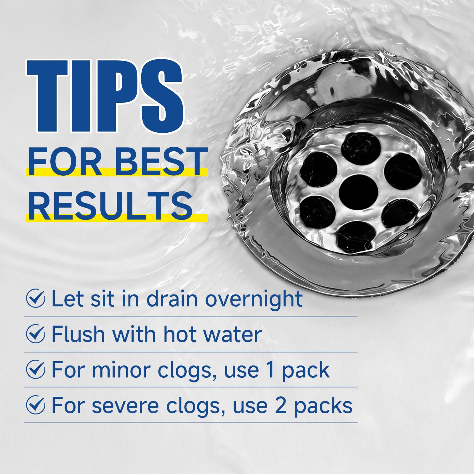 Drain Clog Remover, 6 Pre-Measured Packs Drain Openers, Bleach-Free Drains Cleaner & Deodorizer for Hair, Grease, Soap Scum, Paper, Sink & Shower Unclogger - Available at All In One Marketplace Canada