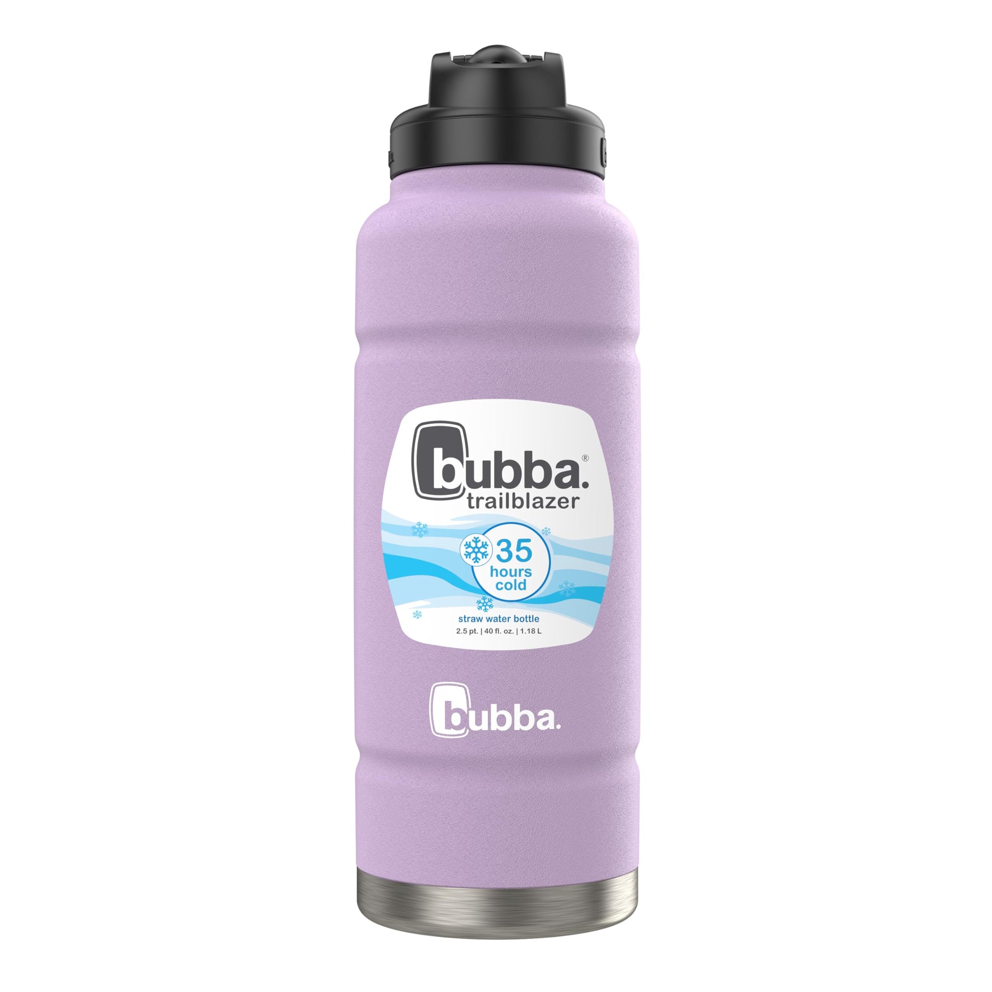 Bubba Trailblazer Stainless Steel Water Bottle with Straw Lid, Vacuum-Insulated, Lavender Frost, 40 oz (1.18 L) bubba