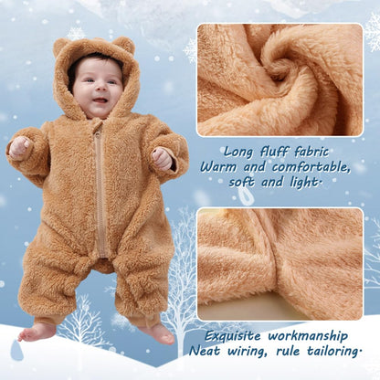 AiWMGL Baby Bear Hooded Fleece Romper Snowsuit, Brown, 0-3 M 🍁 All In One Marketplace Canada