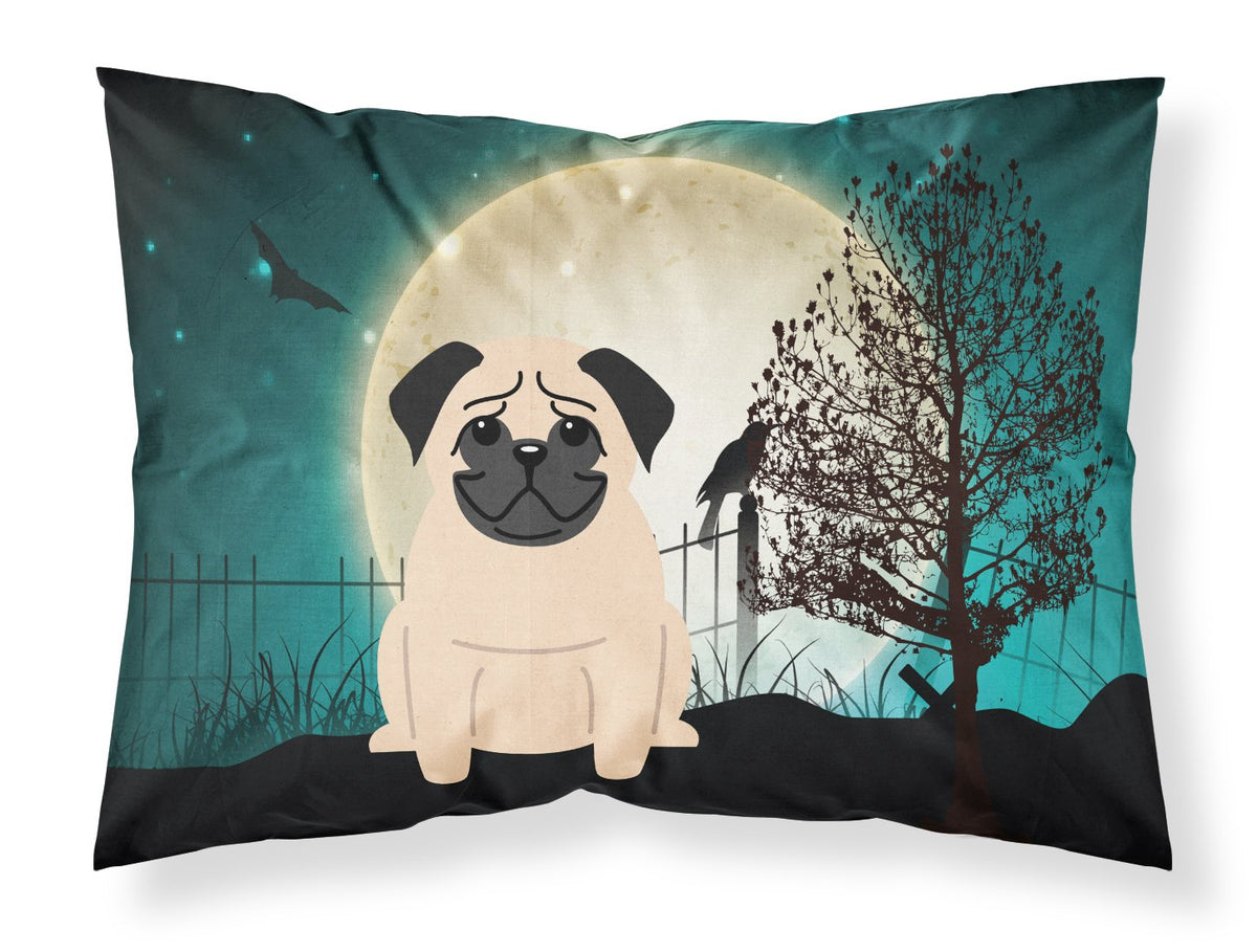 Caroline's Treasures BB2198PILLOWCASE Taie d'oreiller Halloween Carlin effrayant, tissu fauve, standard, légère, ultra-douce, facile d'entretien, taie d'oreiller décorative, standard