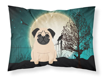 Caroline's Treasures BB2198PILLOWCASE Taie d'oreiller Halloween Carlin effrayant, tissu fauve, standard, légère, ultra-douce, facile d'entretien, taie d'oreiller décorative, standard