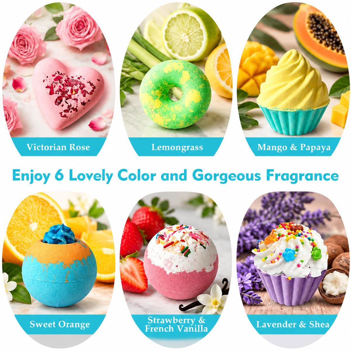 Aofmee Bath Bombs Gift Set, Handmade Bubble and Floating Fizzies Spa Kit, Shea and Cocoa Dry Skin Moisturize, Birthday Valentines Mothers Day Anniversary Christmas Gifts for Women, Mom, Her, Kids 🍁 All In One Marketplace Canada