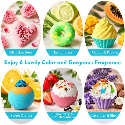 Aofmee Bath Bombs Gift Set, Handmade Bubble and Floating Fizzies Spa Kit, Shea and Cocoa Dry Skin Moisturize, Birthday Valentines Mothers Day Anniversary Christmas Gifts for Women, Mom, Her, Kids 🍁 All In One Marketplace Canada