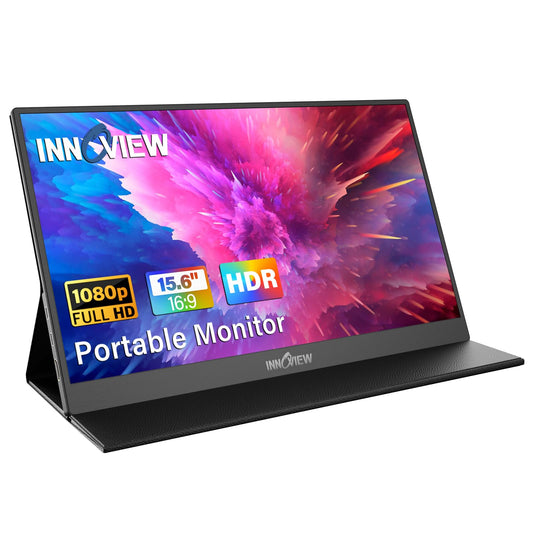 InnoView Portable Monitor, 15.6 Inch FHD 1080P USB C HDMI Second External Monitor for Laptop, Desktop, MacBook, Phones, Tablet, PS5/4, Xbox, Switch, Built-in Speaker with Smart Cover - Available at All In One Marketplace Canada