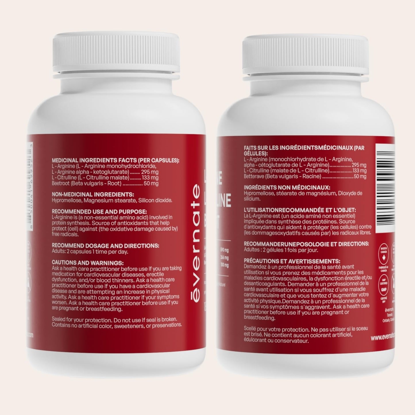 ALL-IN-ONE Nitric Oxide Complex – L-Arginine 590 mg with L-Citrulline 266 mg & Beetroot (Per Serving: 2 Capsules) – 3-in-1 Nitric Oxide, Circulation & Energy Support – 180 Vegan Capsules – Made in Canada - Available at All In One Marketplace Canada