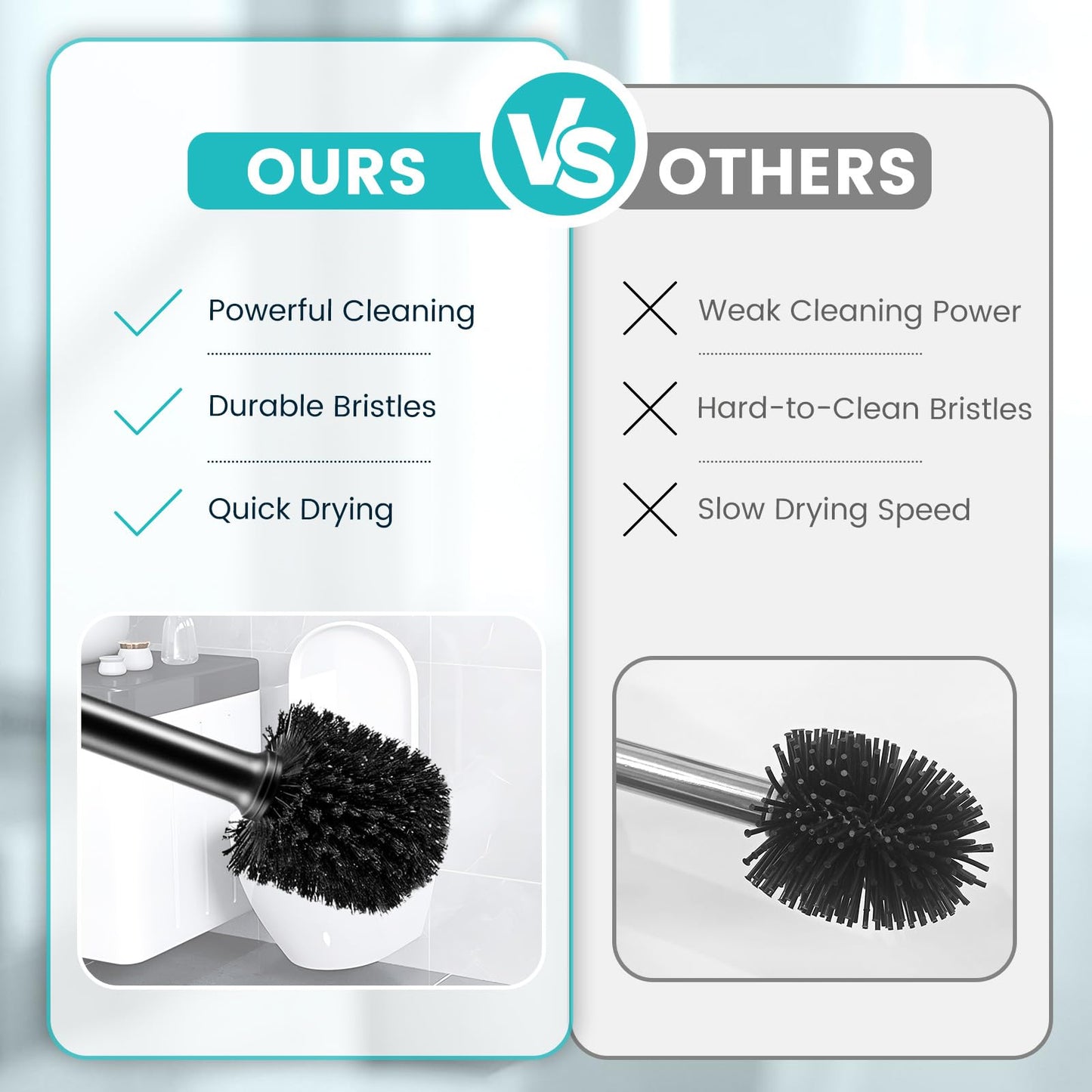 Toilet Brush Toilet Bowl Cleaner Brush and Holder with Dense Durable Scrubbing Bristles Black Toilet Scrubber for Bathroom Deep Cleaning - Available at All In One Marketplace Canada