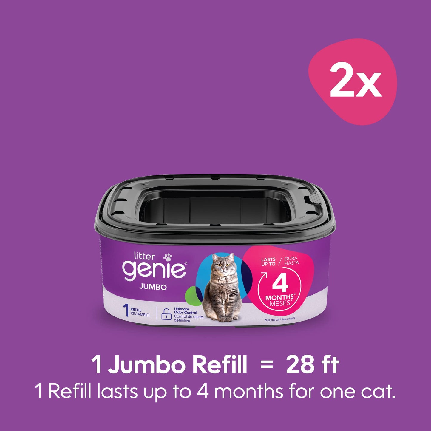 Litter Genie Refill Bags | Jumbo 2-Pack | Up to 8 months of supply in 2 cartridges | Ultimate Odor Control Cat Litter Bags - Available at All In One Marketplace Canada