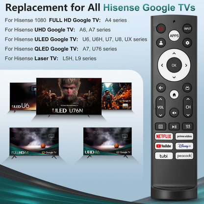 Universal Replacement Remote Control for All Hisense Smart Google TVs Compatible with UHD 4K LED HD ULED-No Setup Needed Programming