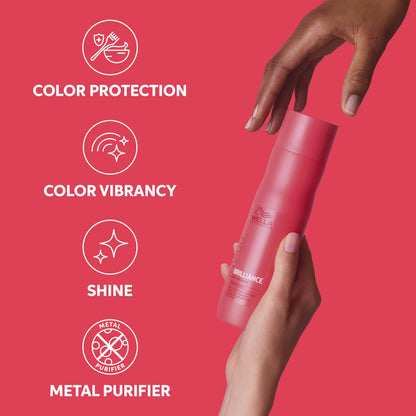 Wella Professionals Invigo Brilliance Shampoo for Fine/Normal Coloured-Treated Hair, Salon Shampoo, Hair Cleanser, Colour Safe, Daily Wash, Lime Caviar, Intense Colour Protection | 33.8 Fl Oz | 1L Wella Professionals
