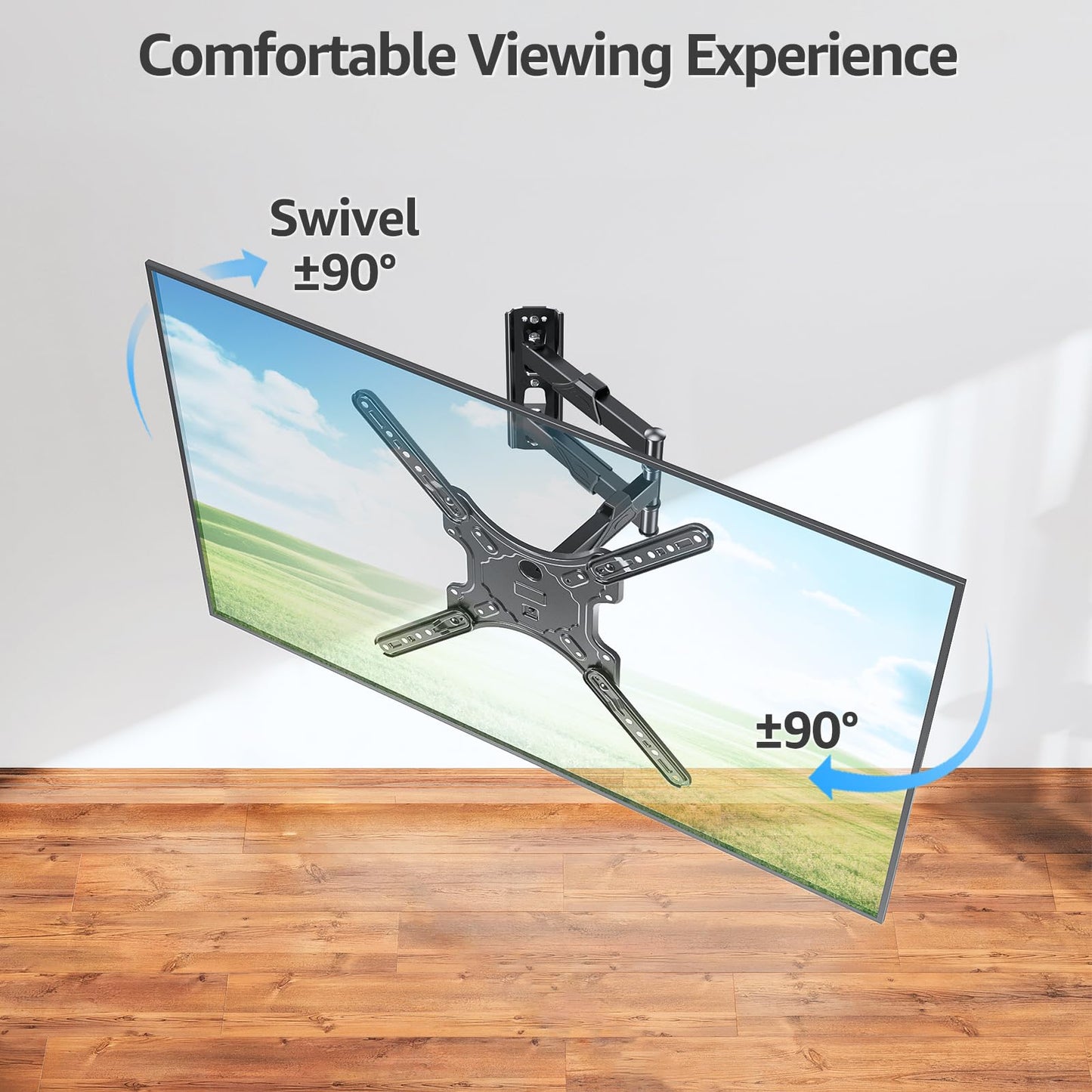 MOUNTUP TV Wall Mounts for Most 26-60 Inches TVs, Full Motion TV Bracket with Swivel and Extension, Articulating Arms, Tilt, Leveling, Single Stud Design, Max VESA 400x400mm up to 77lbs, MU0009