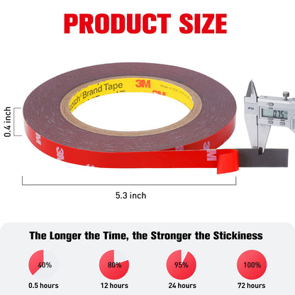 Double Sided Tape Heavy Duty, Extra Strong Adhesive, 33ft x 0.4in, 1 Pack
