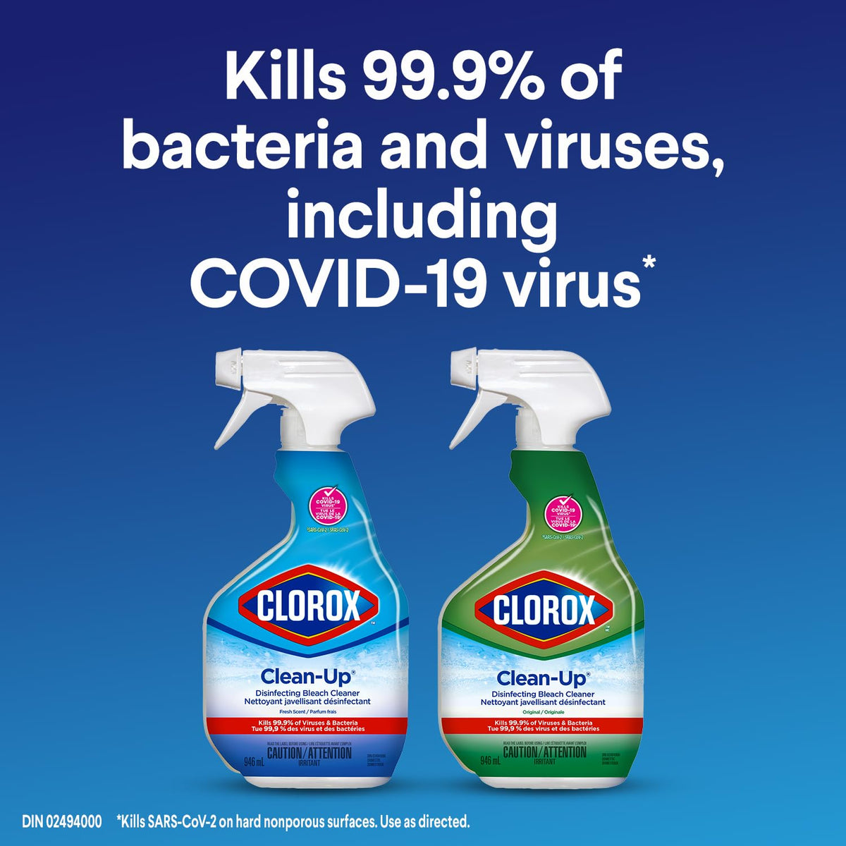 Clorox Clean-Up Disinfecting Bleach Cleaner Spray, Original Scent, 946 mL, Multi-Pack of 9