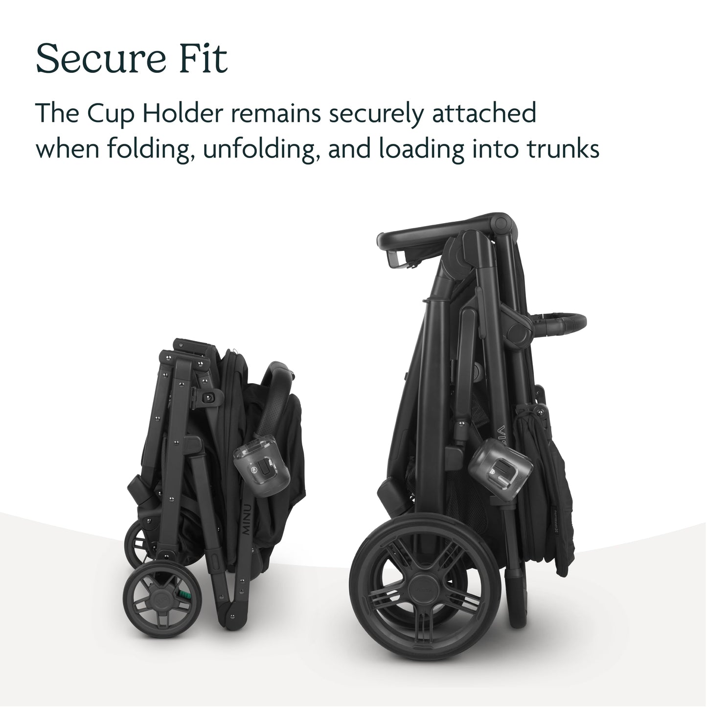 UPPAbaby Cup Holder for Vista, Cruz, Minu Strollers - Quick, Intuitive Attachment + Removal - Securely Holds Various Size Beverages - BPA Free + Dishwasher Safe - Folds Attached UPPAbaby