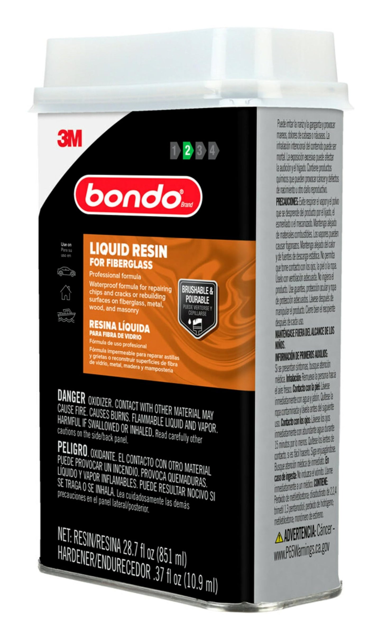 Bondo Fiberglass Resin, 1 Quart, 29oz, (402C) 3M