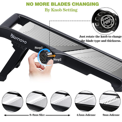 Blamovo Mandoline Slicer for Kitchen, Vegetable Mandolin Slicer with Adjustable Thickness by One-Knob Control, Veggie Fruit Potato Slicer Julienne, with Safety Gloves - Available at All In One Marketplace Canada