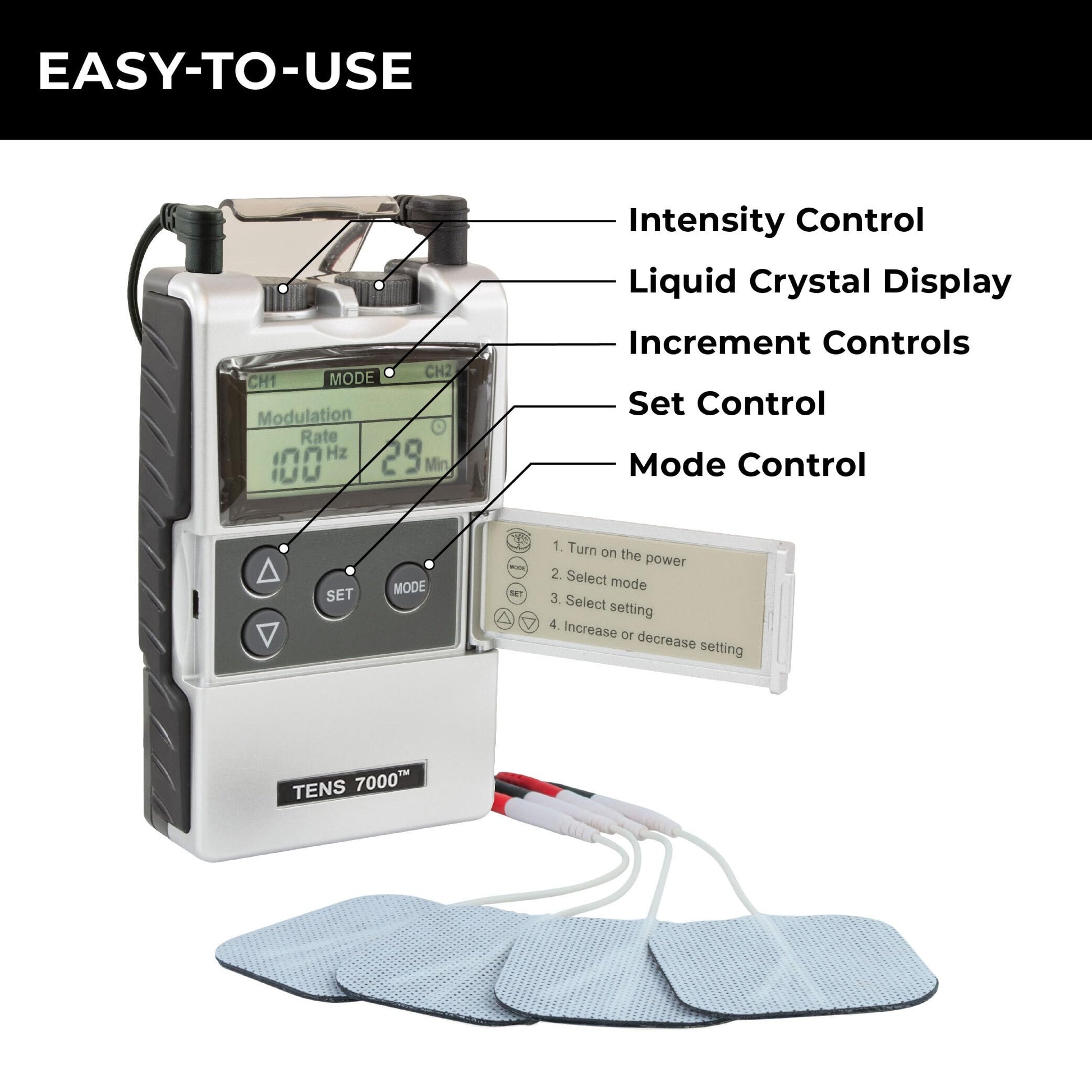 TENS 7000 Digital TENS Machine with Accessories - Muscle Stimulator Machine for Back Pain Relief, Sciatica, Neck, Nerve, Shoulder, Hip, Elbow, Muscle Pain Relief - Available at All In One Marketplace Canada
