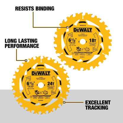 DEWALT Circular Saw Blade Combo Pack, 6 1/2 Inch, 18-Tooth and 24 - Tooth (DWA2612CMB) 🍁 All In One Marketplace Canada