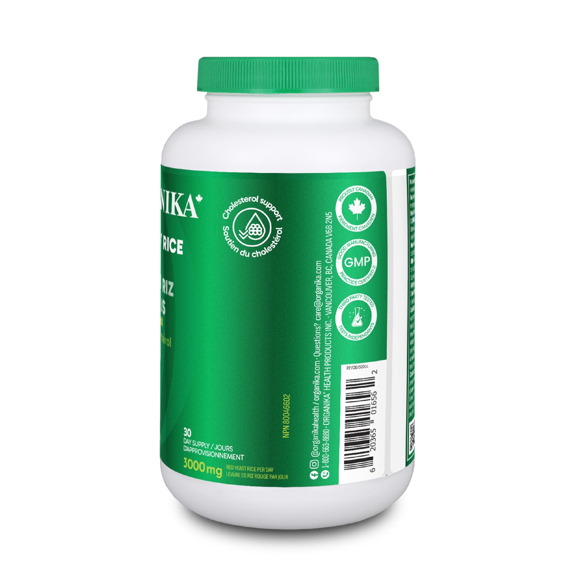 Organika Canadian-Made Red Yeast Rice Plus- Plant Sterols, Cholesterol Support- 180vcaps - Available at All In One Marketplace Canada