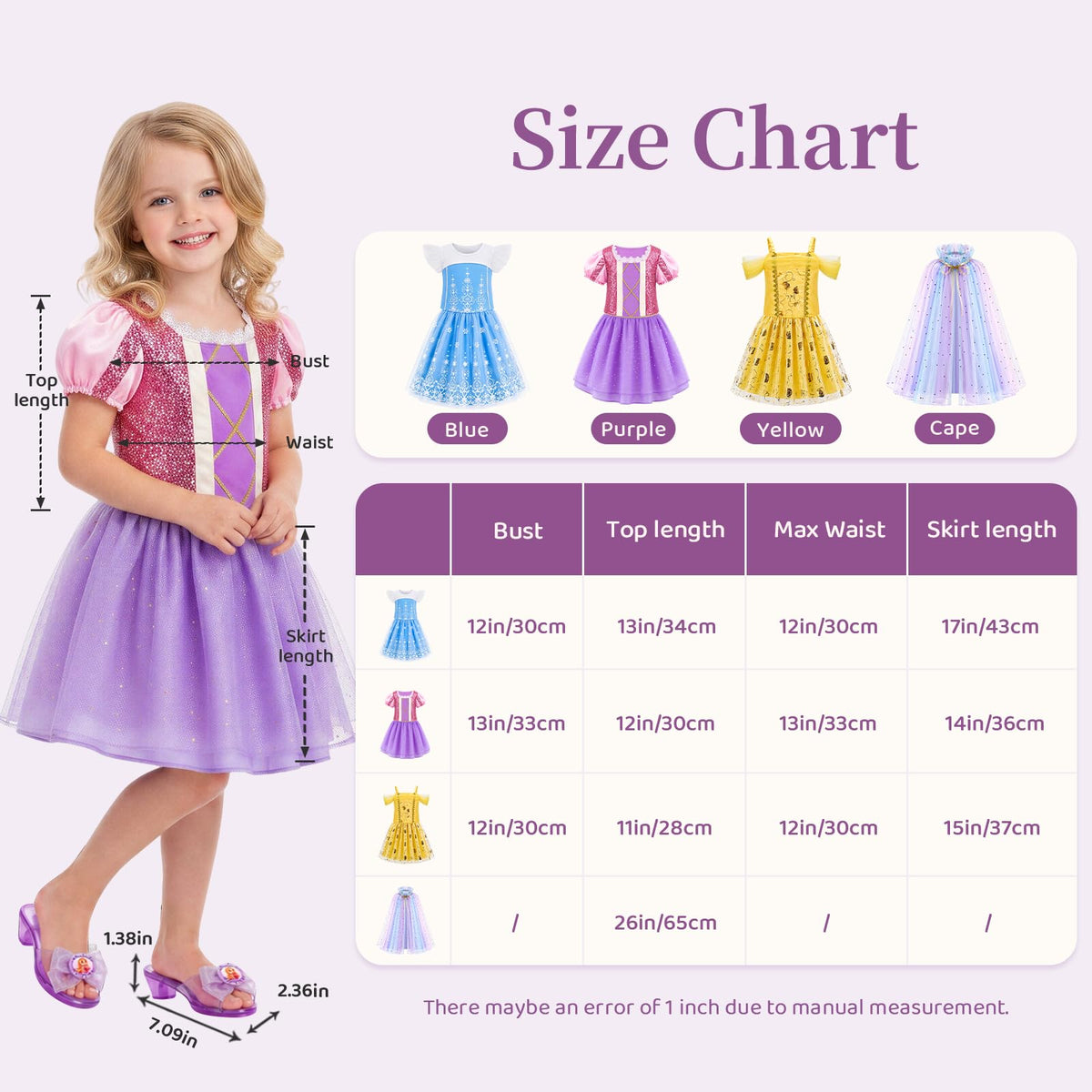 Meland Princess Dress Up for Girls 3-6, Kids Costume with Shoes & Toy 🍁 All In One Marketplace Canada
