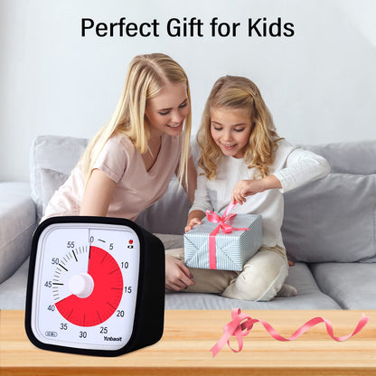 Visual Timer with Protective Case, Yunbaoit Upgraded 60-Minute Countdown Timer for Kids and Adults with Low Battery Remind, Silent Time Management Tool, No Ticking Optional Alert(Black) - Available at All In One Marketplace Canada