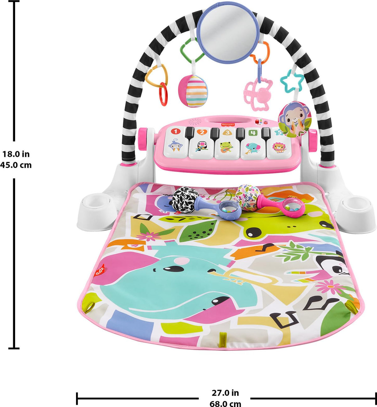 Fisher-Price Glow and Grow Kick & Play Piano Gym, Pink, Ages 0+ Months