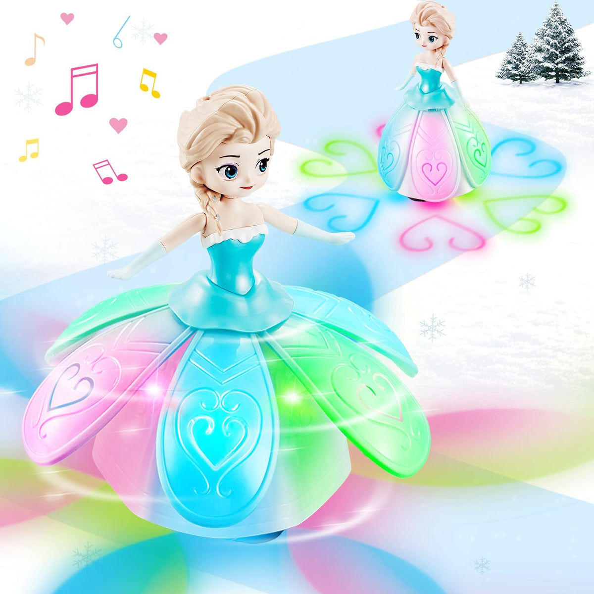 Toys for Girls 1-3,Dancing Princess Interactive Spin Robot Toys for Little Girls Age 3 with Colorful Flashing Lights & Music,Pretend Christmas Birthday Gift for Kid 1 2 3 4 Year Olds 🍁 All In One Marketplace Canada