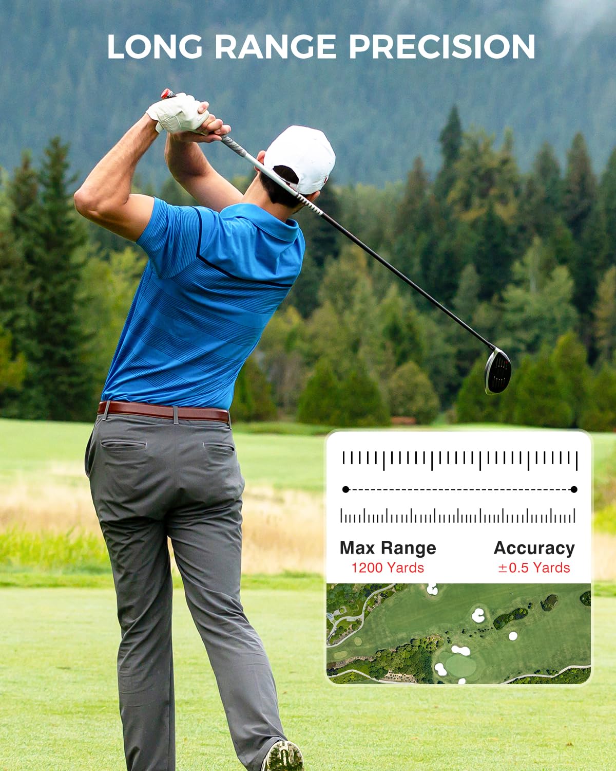 VyKure Golf Rangefinder with Slope - 1200 Yards Laser Range Finder with Flag Pole Locking Vibration, 7X Magnification rangefinder with Magnet Stripe (White) - Available at All In One Marketplace Canada