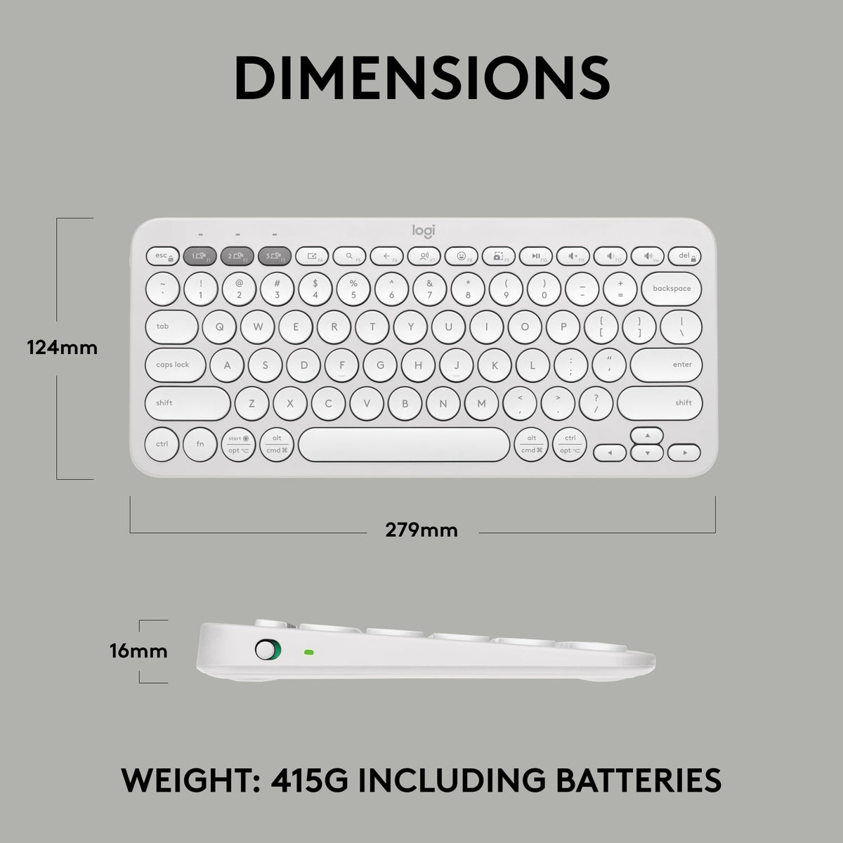 Logitech Pebble Keys 2 K380s Wireless Bluetooth Keyboard - Tonal White