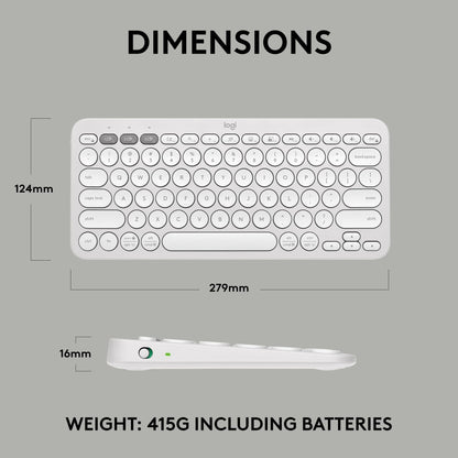 Logitech Pebble Keys 2 K380s Wireless Bluetooth Keyboard - Tonal White