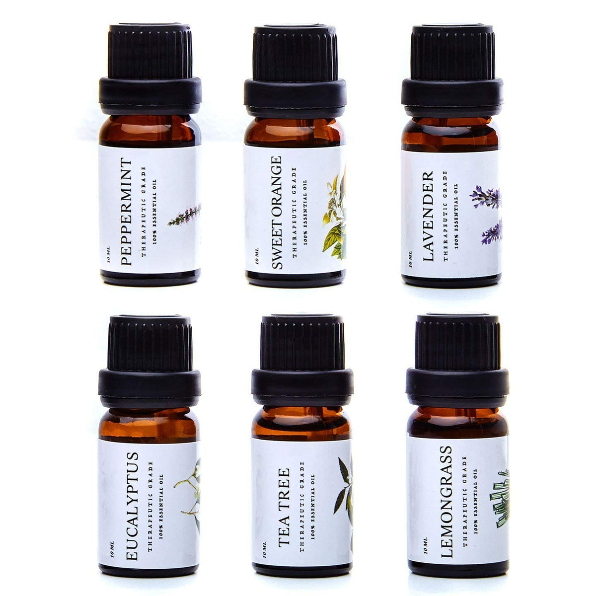 Essential Oils by Pure Essentials Aromatherapy Set - 6 x 10ML Oils for Diffusers, Home Care, Candle Making Scents, Fragrance, Humidifiers, Gifts - Peppermint, Tea Tree, Lavender, Eucalyptus, Orange 🍁 All In One Marketplace Canada