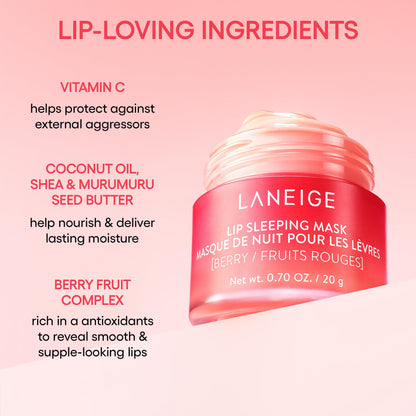 LANEIGE Lip Sleeping Mask: Nourish, Hydrate, Vitamin C, Murumuru & Shea Butter, Antioxidants, Flaky, Dry Lips 🍁 All In One Marketplace Canada