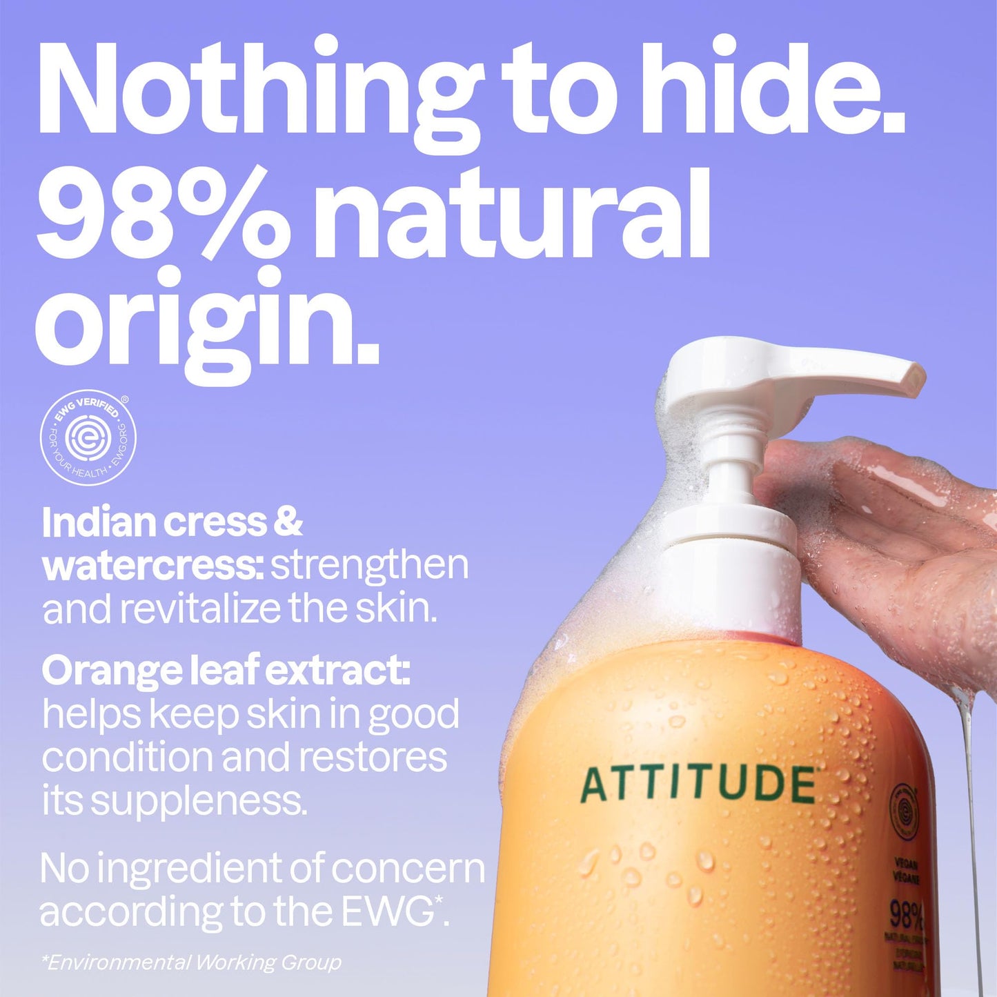 ATTITUDE Body Wash, Made in Canada, EWG Verified Shower Gel, Dermatologically Tested, Plant and Mineral-Based, Vegan Personal Care Products, Orange Blossom & Eucalyptus Scent, 946 mL BIO SPECTRA ATTITUDE