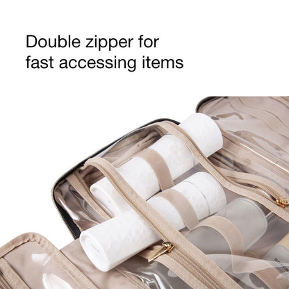 BAGSMART Toiletry Bag Travel Bag with Hanging Hook, Water-resistant Makeup Cosmetic Bag Travel Organizer for Accessories, Shampoo, Full-size Container, Toiletries (Black, Medium) - Available at All In One Marketplace Canada