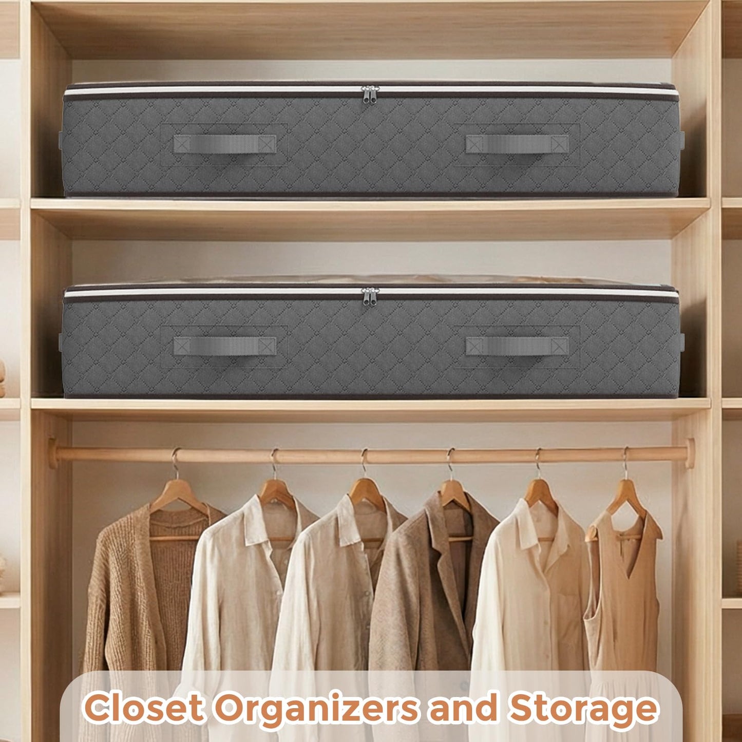 Budding Joy 90L Under Bed Storage Containers, Closet Organizers and Storage Bins, Foldable Underbed Storage Bags for Blankets, Towels, Comforter, Sweaters, Pillows, Linen Sheets, Wrapping Paper - Available at All In One Marketplace Canada