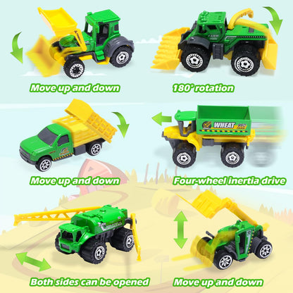Oriate Children Diecasting Farm Car Toy Set 6pcs, Harvester, Transporter, Truck, Sprayer Small Farm Toys, Mini Cars Model Christmas, Birthday, 3 Years Old and Up Boys Girls Gifts 🍁 All In One Marketplace Canada