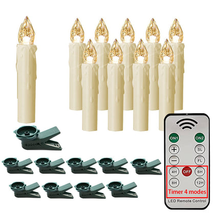 HANNAHONG 10 pcs LED Flamessless Taper Candles with Remote,Small Mini Flickering Wax,Battery Operated Window Clips Lights for Stick Candelabra,Wreath,Christmas Tree Decor 🍁 All In One Marketplace Canada