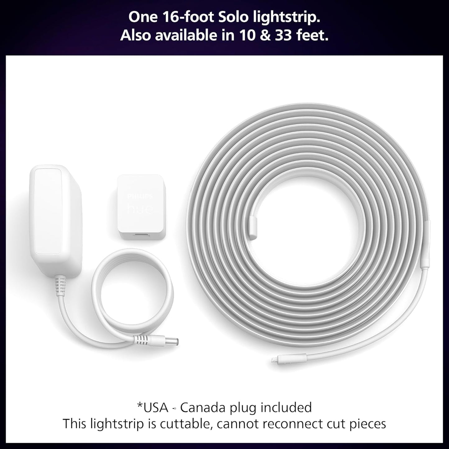 Philips Hue Indoor 5M (16FT) Smart LED Solo lightstrip Base Kit - 1 Pack - Control with Hue App - Compatible with Alexa, Google Assistant and Apple HomeKit Philips Hue