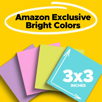 Post-it Super Sticky Notes, 3 x 3 in, Assorted Brights, 24 Pads