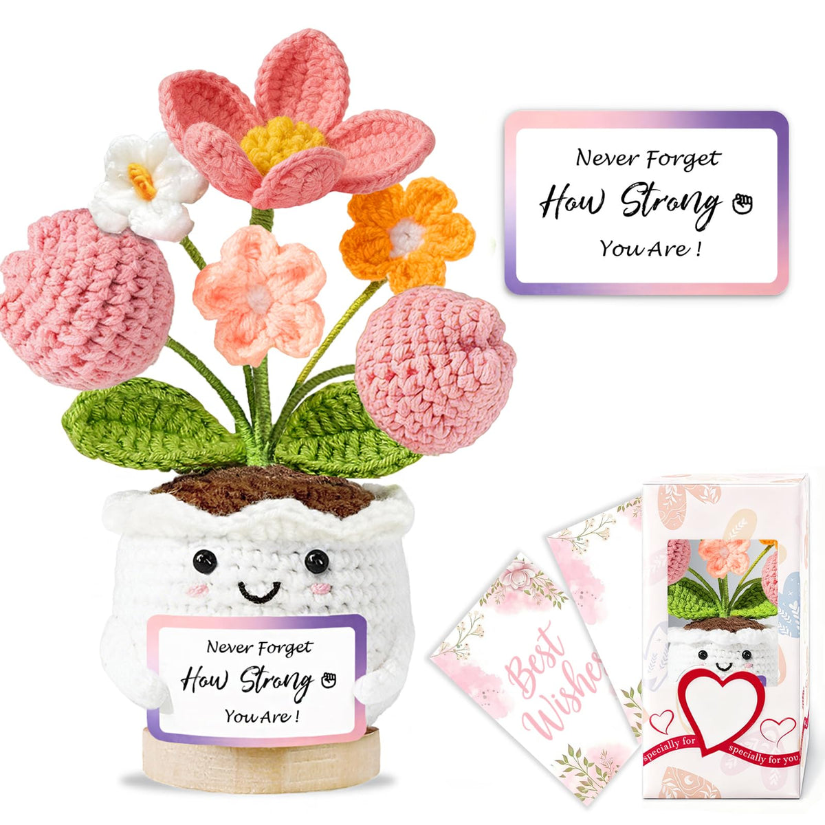 Inspirational Gifts for Women Friends Emotional Support Positive Crochet Flower Get Well Gift for Her Valentines Christmas Birthday Small Gifts for Women Colleague,Girlfriend Cute Room Home Decor 🍁 All In One Marketplace Canada