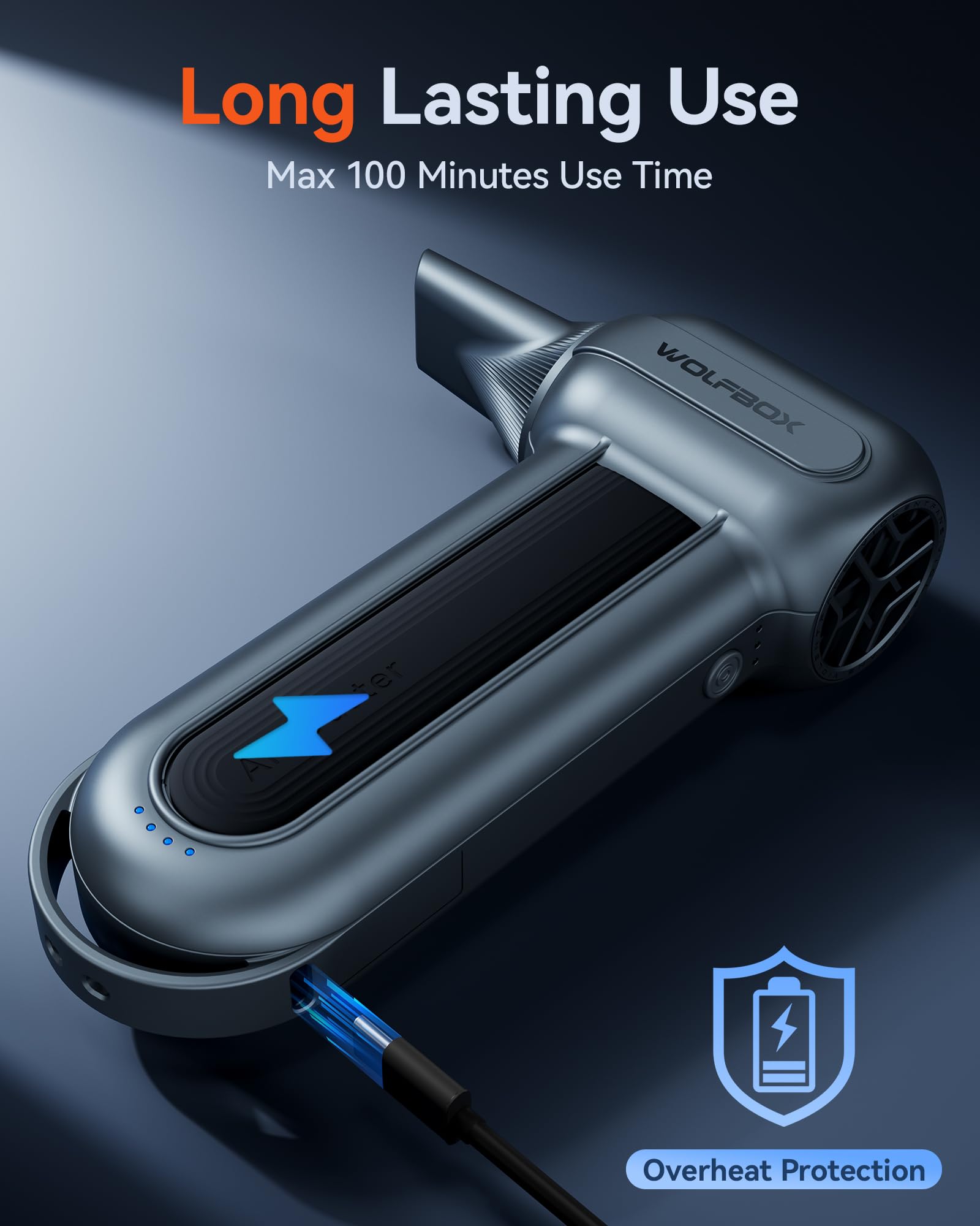 WOLFBOX MF100 Compressed Air Duster-150000RPM Super Power Cordless Air Duster, Rechargeable Brushless Motor Durable Blower, 3-Gear Adjustable Dust Blower for Computer, Keyboard, Outdoor, House and Car - Available at All In One Marketplace Canada
