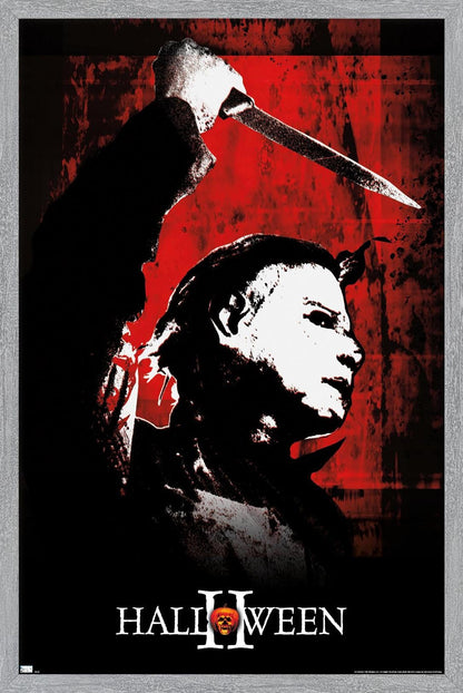Halloween II - Red Wall Poster, 34L" x 22.4W", Gray Framed Version