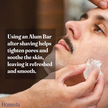 Homeda Alum Block for Shaving, Alum Stone Deodrant for Face (100g), Piedra De Alumbre Natural Bar for Underarm, Fitkari - Allum Rock with Storage Case (1 Piece)