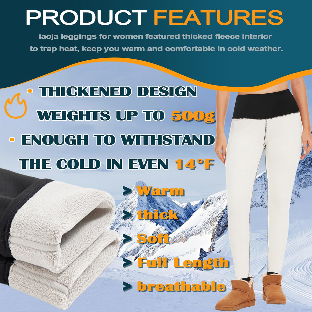 iaoja Thick Fleece Lined Leggings for Women – High Waisted Winter Thermal Warm Yoga Pants Workout Tummy Control Leggings Black 🍁 All In One Marketplace Canada