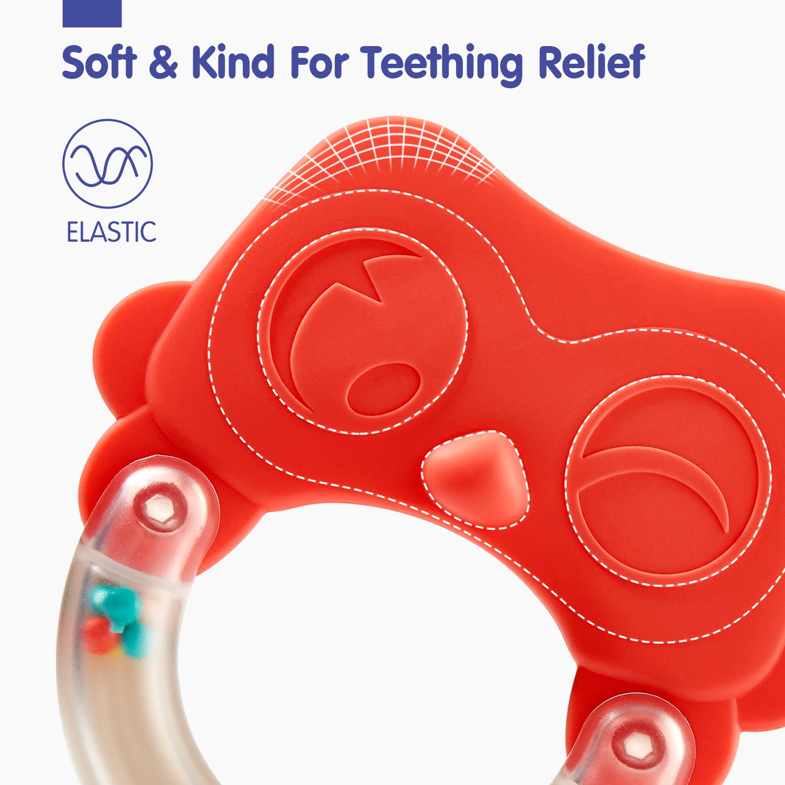 hahaland Baby Teething Toys, Infant Newborn Toys 0-3 3-6 Months, Silicone Babies Teether Rattles, Baby Shower Gifts for Newborn Boys Girls, 10 Pcs with Storage Box for 0 Months+ - Available at All In One Marketplace Canada