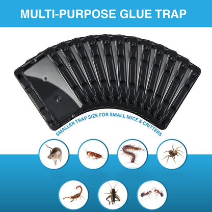 MOUSINATOR Mouse Glue Traps, 12-Pack, Heavier Plastic Glue Trap with Extra-Strong Adhesive for Small Mice, Sticky Mouse Trap for Indoor, Easy & Ready-to-Use
